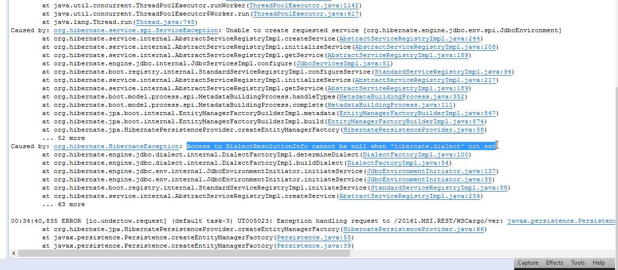 Error en Java web con JPA: Access to DialectResolutionInfo cannot be null when 'hibernate.dialect' not set