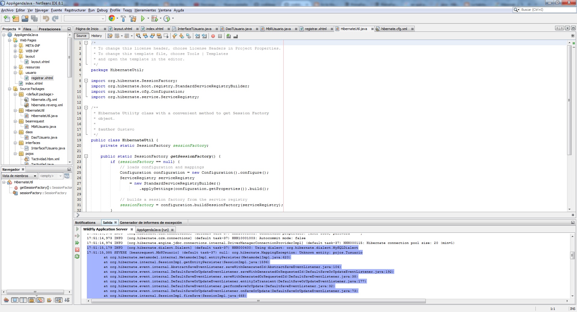 Hibernate no persiste los datos