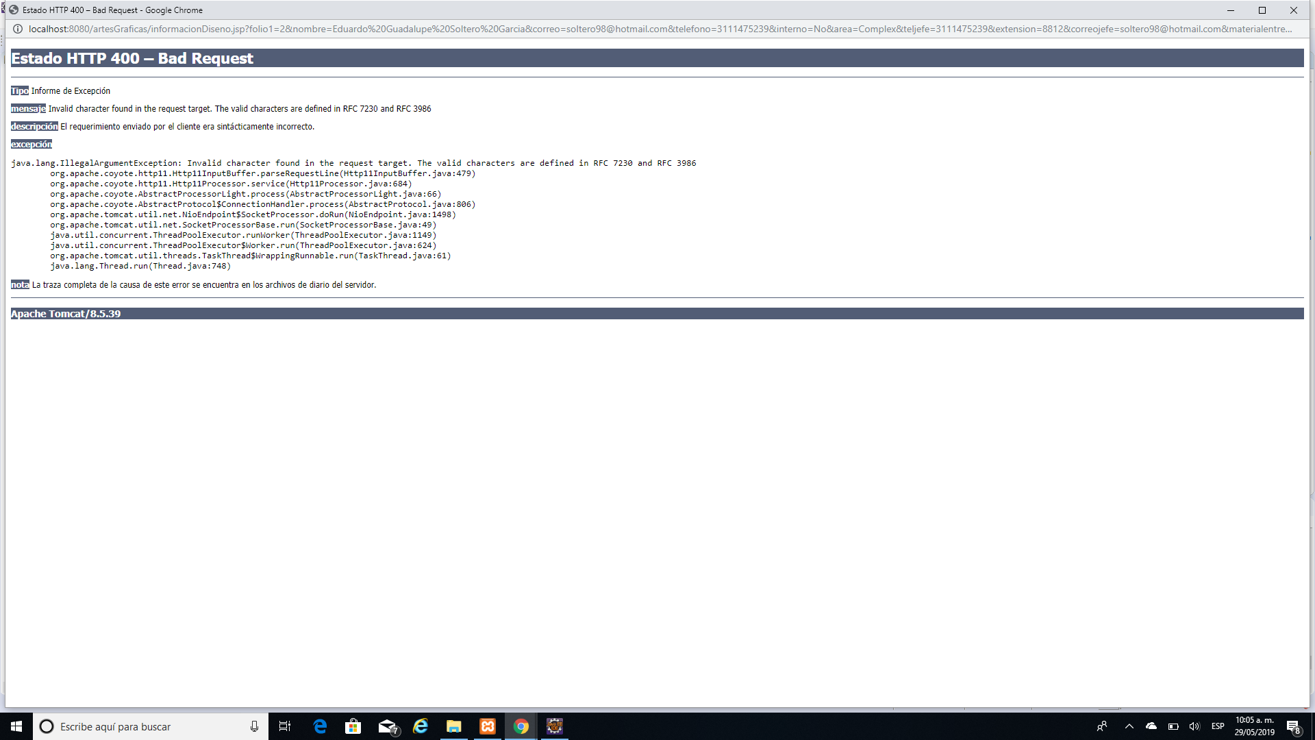 Error JSP JS Servlets